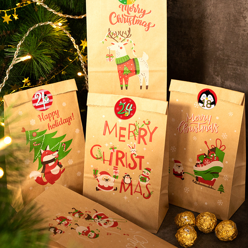 Christmas Gift Bags Kraft Pape - đánh giá và giá Advent Calendar Gift